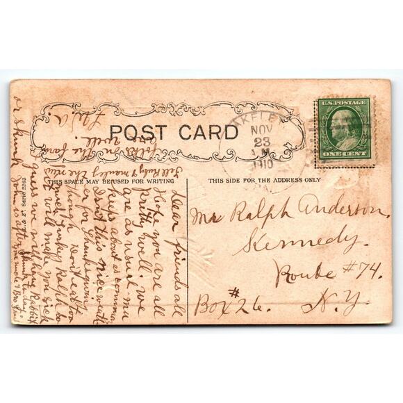 Thanksgiving Postcard HBG Signed HB Griggs Turkey Children On Pumpkin Fantasy - Picture 2 of 2